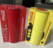 Coca cola üveg pohár- új, piros és sárga