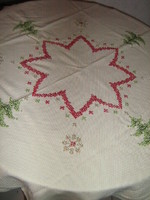 Beautiful hand-embroidered cross-stitch Christmas tablecloth