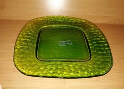 Green glass square serving bowl, table center - 32*32 cm (af)