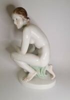 Herend lux elek's large-scale female nude. 35 cm high.