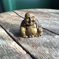 Carved jasper mineral laughing Buddha statue