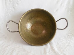 Antique patina large brass foam kettle