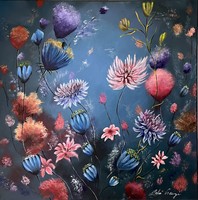 Pető bell++50x50+ wild flowers modern acrylic painting