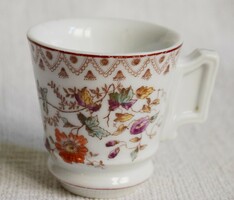 Antik festett virág mintás porcelán bögre , csésze , pohárka 7 x 7 cm +fül