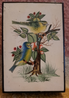 Antique lacquer box, wooden lacquer box with birds 4. (L3744)