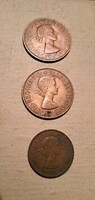 II. Erzsébet 1 penny 1963 ,1966 .fél penny 1960