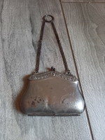 Antik szecessziós acél érmetartó táska (pénztárca)