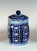 Kínai fedeles váza kék fehér festéssel