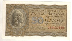 2 x 50 centavos Sorszámkövető 1951 Argentina UNC .