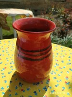 Red and black striped ceramic bowl, decorative object, basket for sale!