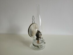 Régi vintage nagy méretű üveg petróleum lámpa fali asztali éjjeli lámpa