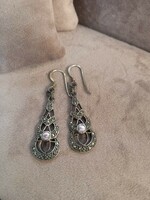 Antique silver earrings with rose quartz