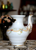 KPM Waldenburg (Szilézia) biedermeier nagy méretű, kézzel festett porcelán kancsó, kanna