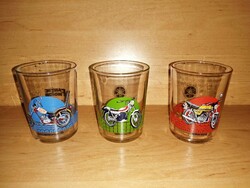 Glass cup with retro motorcycle pattern - 3 pcs in one (31/d)