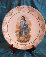 Barokk "Kék fiú" festésű dísztányér, porcelán tál (M3750)