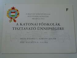 D195152 tíszvatás 1980's invitation - Ministry of National Defense Budapest - Kossuth lajos tér