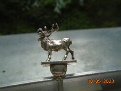 Miniatűr figurális szarvassal angol W.A.P.W. ezüstözött kiskanál