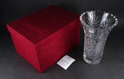 1M983 Gyönyörű Ajkai kristály váza díszdobozban 25 cm