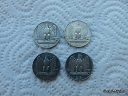Olaszország ezüst 5 lira 4 darab LOT !  Évszámok 1927 - 1927 - 1929 - 1930