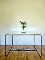 Bauhaus-style tubular glass table, dining table