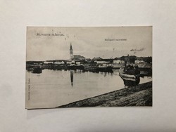 Kunszentmárton, Körösparti hajó-kikötő, Sáray Albert felvétele levelező lap