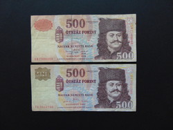 2 darab 500 forint 1998 - 2001