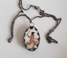 Pendant made of antique earthenware with tiffany technique