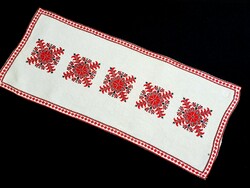 Old tablecloth embroidered with a cross stitch pattern, runner 69 x 29 cm