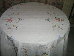Beautiful hand-embroidered Toledo floral huge needlework tablecloth