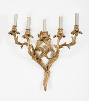 Pair of gilded bronze wall arms - acanthus leaf shape