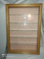 Wooden wall-mounted glass display case organizer with glass shelves model presentation trinket storage cabinet