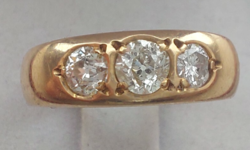 From 144T.1 HUF antique Hungarian brilliant 0.4ct 14k gold 3.7g ring, top with Wesselton stones 12s