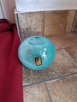 Türkisz gyertyatartó repesztett Gyönyörű  Fátyolüveg fátyol karcagi berekfürdői üveg
