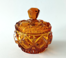 Old amber colored glass sugar bowl