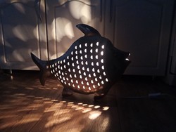 A huge, glowing metal fish. 52 X 40 cm.- Fishing lamp -