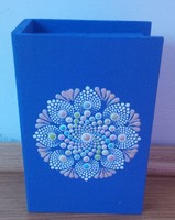 New! Purple book-shaped wooden box with mandala decoration, hand-painted