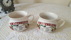 Porcelain tomato soup cup, 2 pcs. with recipe.