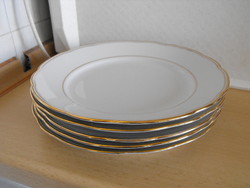 Cseh porcelán lapos tányér, aranyozott, hibátlan - 5 db