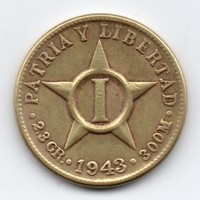 Kuba Cuba 1 centavo, 1943, ritkább
