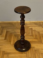 Antique elegant brown turned wooden pedestal statue or flower stand 73 cm