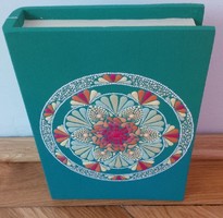 New! Turquoise book-shaped wooden box with mandala decoration, hand-painted