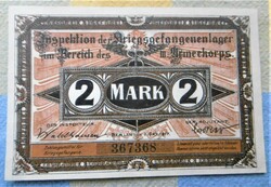 Hadifogoly pénz Németország 2 Márka aUNC hajtatlan 1917