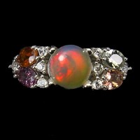 54 And real fire opal tourmaline 925 silver ring