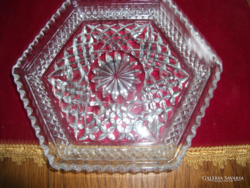 Cheap! Wonderful hexagonal crystal tray unused size: 20 x 17 cm