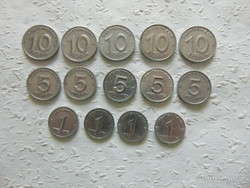 Németország 14 darab pfennig fémpénz LOT !