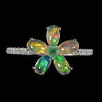 74 And real fire opal 925 silver ring