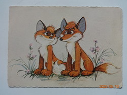 Old graphic postcard: vuk, the little fox (Pannonia film studio)