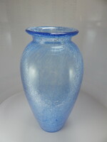 Gyönyörű,hibátlan,kobaltkék karcagi - berekfürdői fátyolüveg váza.