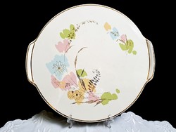 Echt keramik Grünstadt ceramic cake plate with 3 small feet and handles 33 x 30 cm