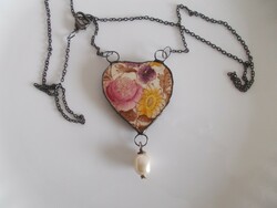 Handmade necklace made of antique copeland faience